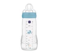 MAM Easy Active 6 mois et plus Couleur Océan (330 ml) - avec tétine en silicone débit X vitesse ultra-rapide - pour bébé avec fermeture hermétique