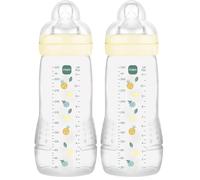 MAM Easy Active 6 mois et plus Couleur Perle (330 ml) - avec tétine en silicone débit X vitesse ultra-rapide - pour bébé avec fermeture hermétique (Lot de 2)