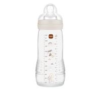 MAM | Biberon Easy Active 6+ Mois Couleur Sable (330 ml) - avec tétine en silicone débit X vitesse ultra-rapide - pour bébé fermeture hermétique