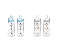 MAM Easy Active Lot de 2 Biberons Avec Tétine Taille 2 en Silicone SkinSoft, Bouteille de Lait Ergonomique, 4 Mois et Plus, Espace