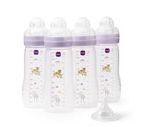 MAM Easy Active Lot de 4 tétines MAM à débit rapide Taille 3 + 1 débit extra rapide Rose 330 ml