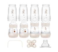 MAM Easy Start Kit de démarrage anti-coliques auto-stérilisant unisexe pour nouveau-né 0 + biberons et tétines extra petites pour lait maternel, essentiels pour nouveau-né, couleur : sable/crème/beige