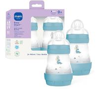 MAM Easy Start Mat Lot de 2 biberons anti-coliques 142 ml avec tétine à | Tétine à débit lent, double biberon anti-coliques, réduit le gaz et le reflux, facile à nettoyer, sans BPA