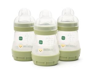 MAM Easy Start Self Sterilising Anti-Colic Baby Bottle 3 Pack (3 x160 ml) with Slow Flow MAM Teats Size 1, Newborn Essentials, White (Designs May Vary)