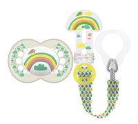 MAM Ensemble arc-en-ciel (Clip It & 6+M Tétine) avec ampoules, ensemble essentiel pour bébé de 6 mois et plus, clip pour tétine et sucette, arc-en-ciel