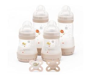 MAM Feed and Soothe Set, Anti-Colic Newborn Bottle Set Complete with Baby Soothers, Suitable from 0+ Months, Ideal Baby Gift Set For New Parents, Ivory (Designs May Vary)
