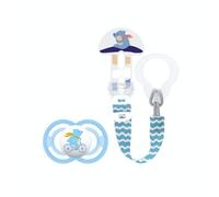 MAM Kit Sucette Perfect/Attache-sucette 18+ mois - Sucette Perfect + attache-sucette lavable de longueur réglable, compatible avec toutes les sucettes MAM - coloris aléatoire