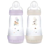 Mam - Lot de 2 biberons Easy Start Anti-Colique 260 ml tétine débit 2 - Lilas / Sable