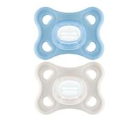 MAM Comfort Lot de 2 tétines 2-6 mois - Sucettes ultra-souples et légères pour les petits bébés - Tétines orthodontiques 100% silicone MAM SkinSoft avec boîte de stérilisation