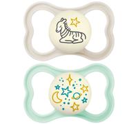 Mam - Lot de 2 sucettes Supreme Silicone Nuit Coloris Aléatoire 6 mois +