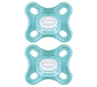 MAM Lot de 2 tétines confortables pour nouveau-né de 0 à 3 mois, livrées dans un étui stérilisateur, matériaux durables, accessoires pour bébé pour nouveau-né - Bleu (différents modèles)