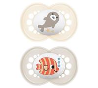 MAM Lot de 2 tétines originales pour bébé de 6 à 16 mois - 94% d'acceptation - Adaptées à l'allaitement - Recommandé par les sages-femmes - Doux pour les dents - Silicone SkinSoft - Phoque et poisson