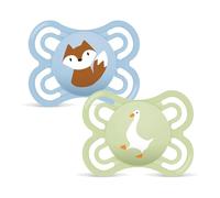 MAM Lot de 2 tétines parfaites pour bébés de 2 à 6 mois, bleu mat | Avec tétine extra fine et flexible en Skin Soft Silicone, facile d'acceptation, avec boîte auto-stérilisante