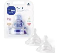 MAM Lot de 2 Tétines plates et ultra-douces biberon, 2+ mois, Silicone