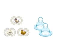 MAM Lot de 3 sucettes originales Day & Night avec tétine en silicone SkinsoftTM ultra douce pour bébé 6 mois Neutre & Tétine Silicone Mam nº3 4m+ 2 unité - MAMA106,