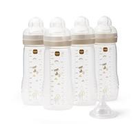 MAM Lot de 4 biberons Easy Active (4 x 330 ml) | Tétines MAM à débit rapide taille 3 + 1 débit extra rapide | Accessoires pour bébé | Stine