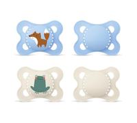 MAM Lot de 4 tétines en silicone mat/uni d'origine 0-6 - Bleu