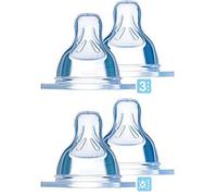 MAM Tétine soie Lot de 4//GRANDE TAILLE 3 & 4 anti-goutte Spécial//à partir de 4 + Mois//Lot de 4//