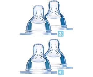 MAM - Lot de 4 tétines en soie - Taille 3 et 4 - Sans gouttes - Débit uniforme - À partir de 4 mois
