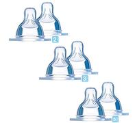 MAM Lot de 6 tétines Seiden - Taille 2 (4 M+) - Taille 3 (6 M+) - Taille 4 - Anti-gouttes - À partir de 4 mois et plus.