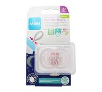 MAM MAM Perfect Tétine qui brille dans le noir, à partir de 6 mois, tétine extra fine et flexible en silicone facilement acceptable, avec boîte auto-stérilisatrice, rose vif, lot de 1
