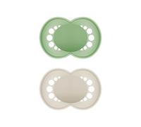 MAM MAM SkinSoft Lot de 2 tétines, respectueuses des dents, fabriquées à partir de matériaux durables et biologiques renouvelables, en silicone SkinSoft, avec boîte à tétine, pour bébé de 6 à 16 mois,