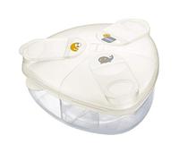 MAM Milk Formula Dispenser, Milk Powder Dispenser Pot Stores 40 g Per Serving, Milk Powder Storage Holds Three Servings, Baby Milk Powder Box, White, (Designs May Vary)