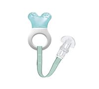 MAM Mini Cooler & Clib, anneau de dentition rafraîchissant avec clip pour une fixation facile, jouet de préhension extra petit et léger pour bébé, à partir de 2 mois, turquoise