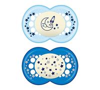 MAM Night Glow in the Dark Silicone Pacifier, Boy, 6 Plus Months, 2-Count