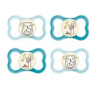 MAM Night MAM Air Lot de 4 tétines 16 + MAM Air Night MIx Neutre // Lot de 4 // avec 2 boîtes de transport stérilisées