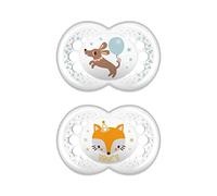 MAM Original Lot de 2 tétines en silicone Skinsoft avec étui porte-tétine, 16 mois, neutre