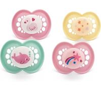 MAM Original Day & Night Lot de 4 tétines Rose 18-36 mois | SkinSoft Lot de 2 tétines phosphorescentes en silicone pour bébé - Matériaux durables - Accessoires pour bébé (motifs variés)