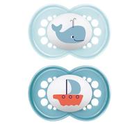 MAM Original Lot de 2 tétines en silicone Skinsoft avec boîte à tétine, 16 mois et plus, bleu clair