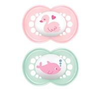 MAM Original Lot de 2 tétines en silicone Skinsoft avec étui porte-sucette 16 mois Rose