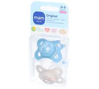 MAM Lot de 2 tétines Originales en Latex - pour Nouveau-né de 0 à 6 Mois - Adaptées à l'allaitement - Recommandé par Les sages-Femmes - Extra résistantes aux morsures - Latex de Caoutchouc Naturel