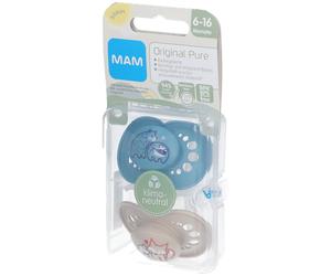 MAM Original Pure Tétines en silicone à motif Bleu-écru 6-16 mois Tétine(S) 2 pc(s)
