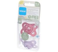 MAM Original Pure Tétines en silicone à motif rose-rose 0-6 mois Tétine(S) 2 pc(s)