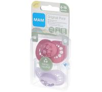 MAM Original Pure Tétines en silicone à motif rose-rose 6-16 mois Tétine(S) 2 pc(s)