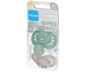 MAM Original Pure Tétines en silicone à motif Vert-écru 16 mois et + Tétine(S) 2 pc(s)