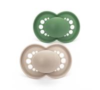 MAM Original Soothers Lot de 2 tétines 18 à 36 mois dans une boîte stérilisatrice pour sucette - Matériaux durables - Accessoires pour bébé - Crème (différents modèles)