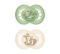 MAM Original Soothers Lot de 2 tétines pour enfant de 16 mois et plus, livrées dans une boîte stérilisatrice, matériaux durables, accessoires pour bébé Crème (différents modèles)