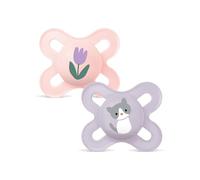 MAM Original Start Lot de 2 tétines pour bébé de 0 à 2 mois, rose/neutre | Avec support de tétine stérilisateur portable, tétine en silicone SkinSoft, masque incurvé, sans BPA/BPS