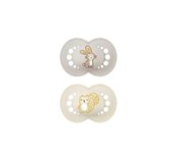 MAM Original Sucette 6+ mois (lot de 2), Sucette MAM 6-16 mois avec tétine orthodontique en silicone, kit de 2 accessoires pour bébé avec porte-tétine stérilisateur pratique, gris/neutre