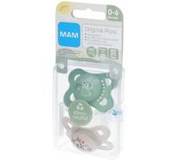 MAM Originale Pure Sucette en Silicone Vert - Écru 0-6 Mois Tétine(S) 2 pc(s)
