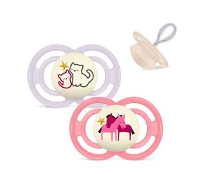 MAM Perfect Night Lot de 2 tétines en silicone 16+ Girl Mix avec 2 boîtes de transport stérilisées