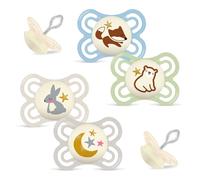 MAM Perfect Night Sucette 0-6 mois, lot de 3, un bouton luminescent, 3 étui de stérilisation