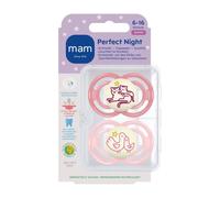 MAM Perfect Night Tétine silicone rose 6-16 mois Sucette(S) 2 pc(s)