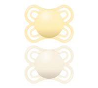 MAM Perfect S196 Lot de 2 sucettes avec tétine en silicone ultra douce pour bébé de plus de 0 mois, avec boîte auto-stérilisable, couleur neutre