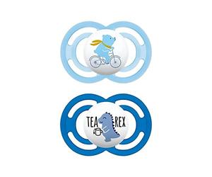 MAM Perfect S200 Lot de 2 sucettes avec tétine en silicone ultra douce pour bébé de plus de 16 mois avec boîte auto-stérilisable Bleu