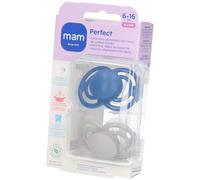 MAM Perfect Silicone Sucette 6-16 mois Blue Sucette(S) 2 pc(s)
